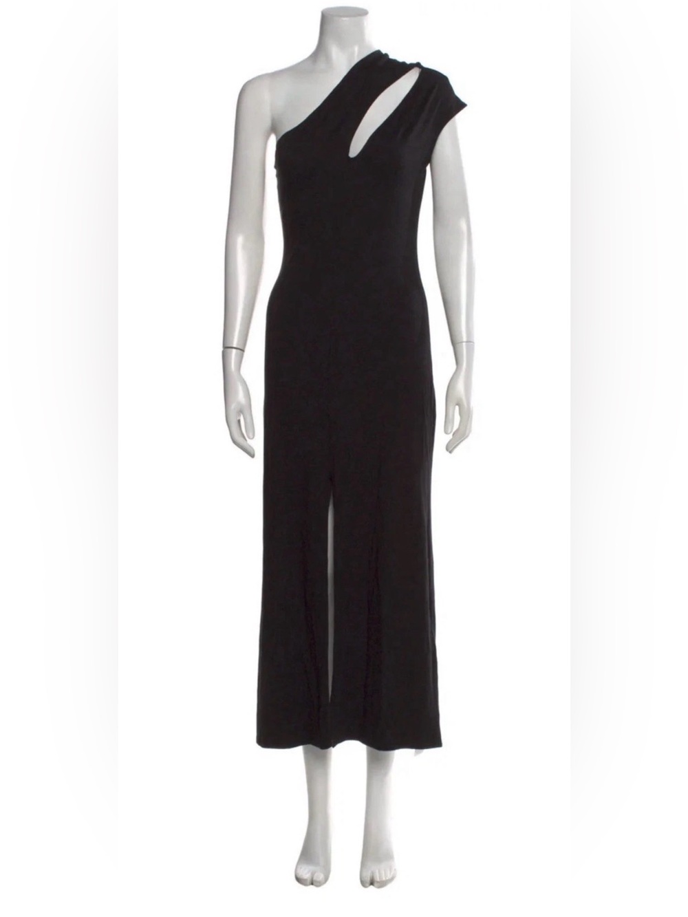 Reformation Saravea Midi Dress Black One Shoulder Cutout Asymmetrical Stretch XS